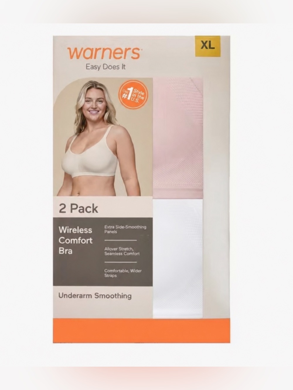 Warner's 2-Pack Wireless Comfort Bras in Pink & White New Size XL